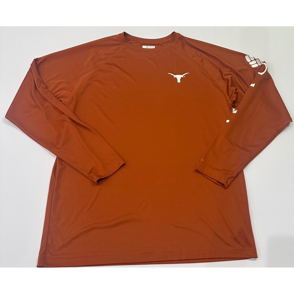 Columbia PFG Texas Longhorns Mens XL Burnt Orange Long Sleeve Fishing Shirt
